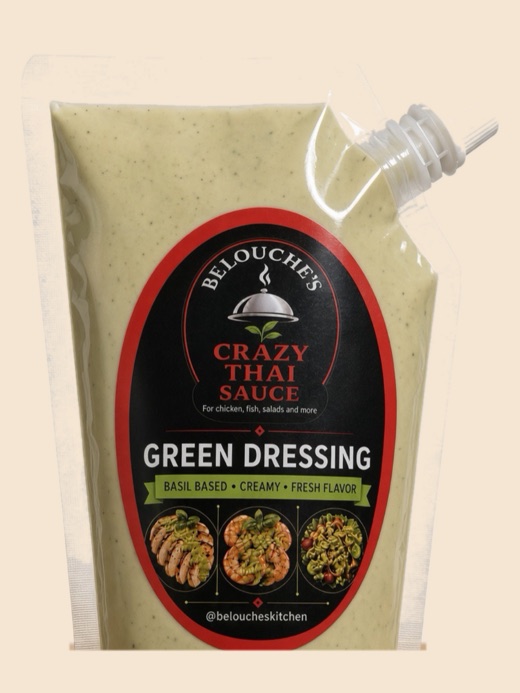 Belouche's Crazy Thai Green Dressing in a spouted pouch