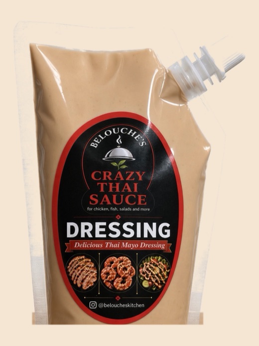 Belouche's Crazy Thai Original Dressing in a spouted pouch
